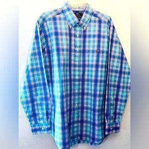 Vineyard Vines Mens Slim Fit Tucker Shirt Size XL Lightweight Cotton Blue Plaid